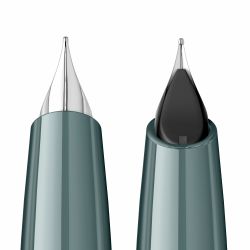 Stilou Flaro Vega SM Gray - Satin Chrome Cap - Chrome Trim - Steel Nib Flaro 52 FK