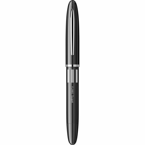 Stilou Flaro Super Black - Chrome Trim - Steel Nib GP Flaro RPR Iridiu 31 F