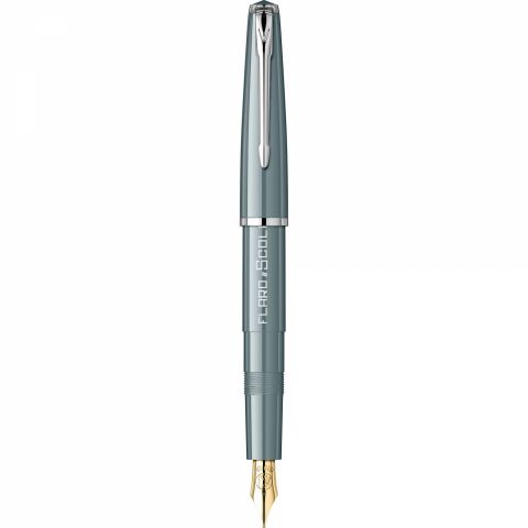 Stilou Flaro Scolar Gray - Chrome Trim - Steel Nib GP Bock Ursus