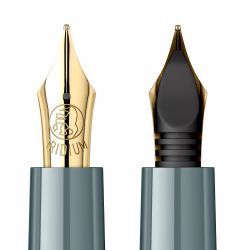 Stilou Flaro Scolar Gray - Chrome Trim - Steel Nib GP Bock Ursus