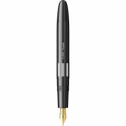 Stilou Flaro Super Black - Chrome Trim - Steel Nib GP Iridium