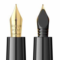 Stilou Flaro Super Black - Chrome Trim - Steel Nib GP Iridium