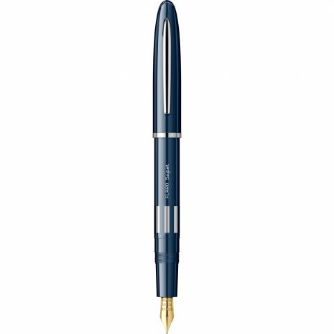 Stilou Flaro Super Blue Navy - Chrome Trim - Steel Nib GP Iridium