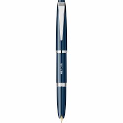 Stilou Flaro Mercur Blue Navy - Classic Font - Chrome Trim - Steel Nib GP Flaro 41 F