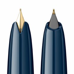 Stilou Flaro Mercur Blue Navy - Classic Font - Chrome Trim - Steel Nib GP Flaro 41 F