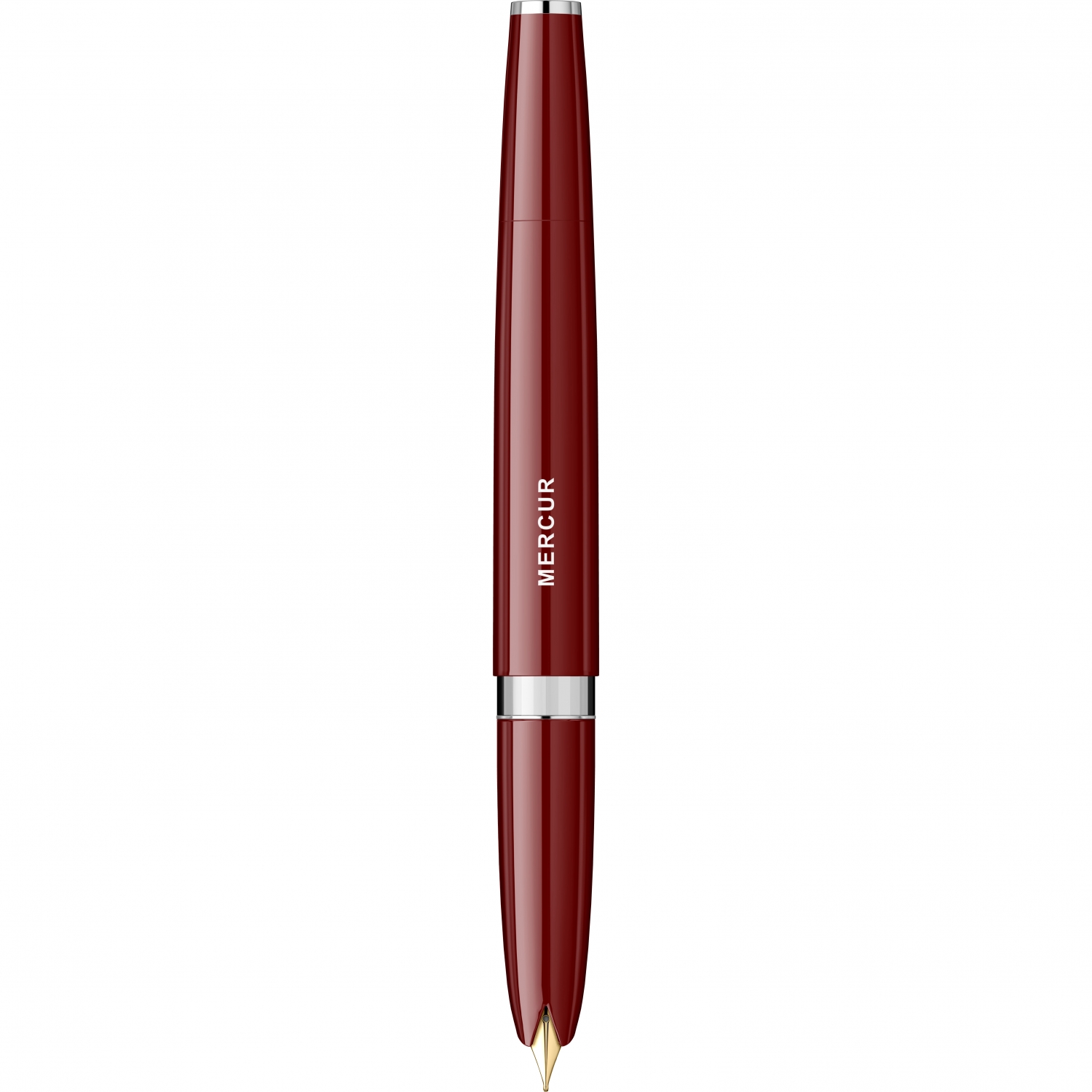 Imagine Produs Stilou Flaro Mercur Burgundy - Classic Font - Chrome Trim - Steel Nib GP Flaro 41 F