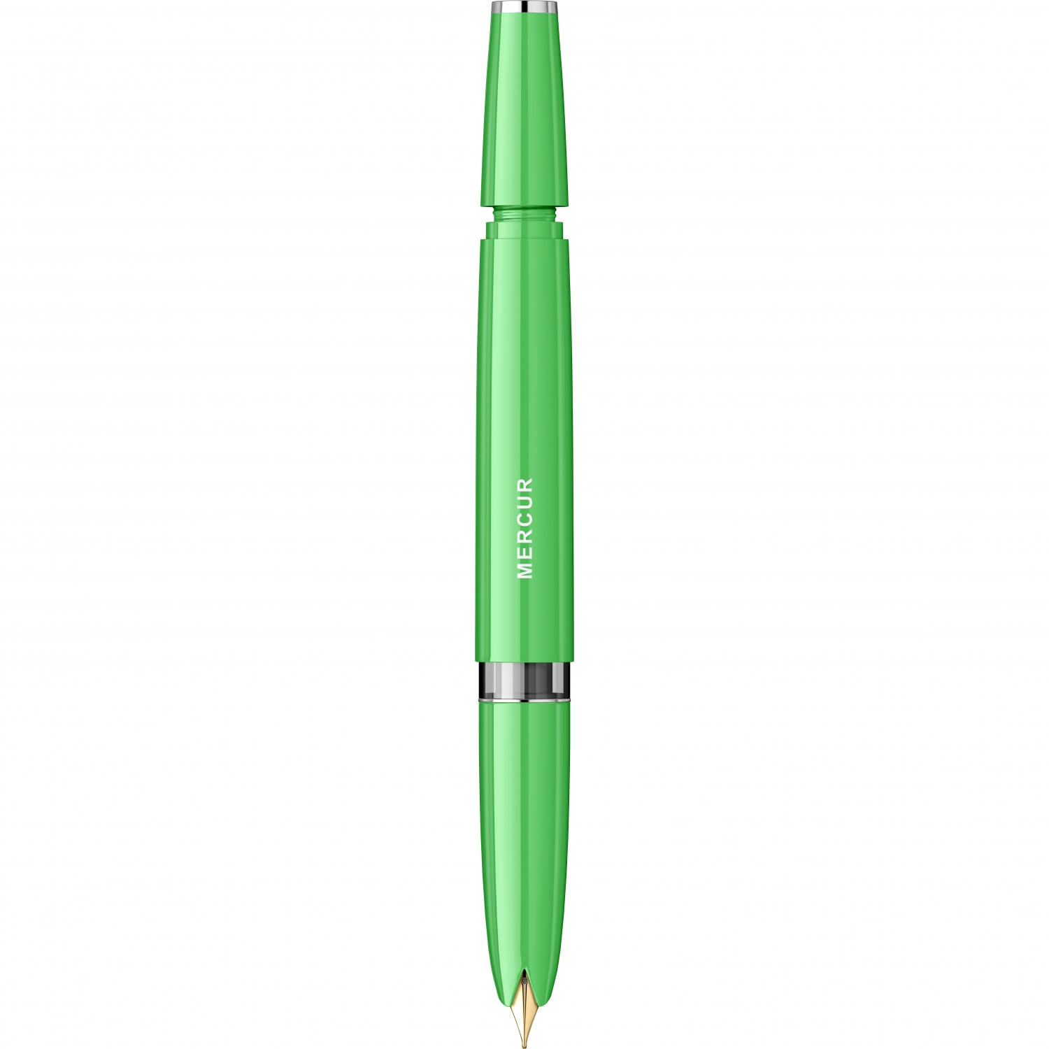 Imagine Produs Stilou Flaro Mercur Lime - Classic Font - Chrome Trim - Steel Nib GP Flaro 41 F