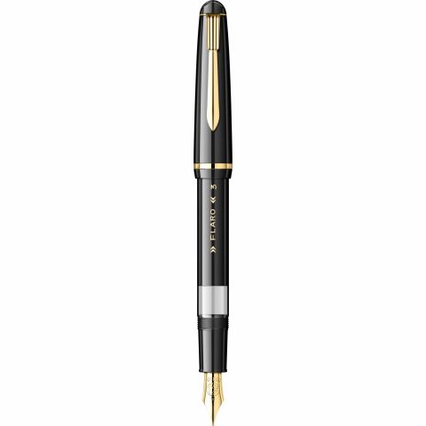 Stilou Flaro 3 Black - Gold Trim - Steel Nib GP Bock Ursus