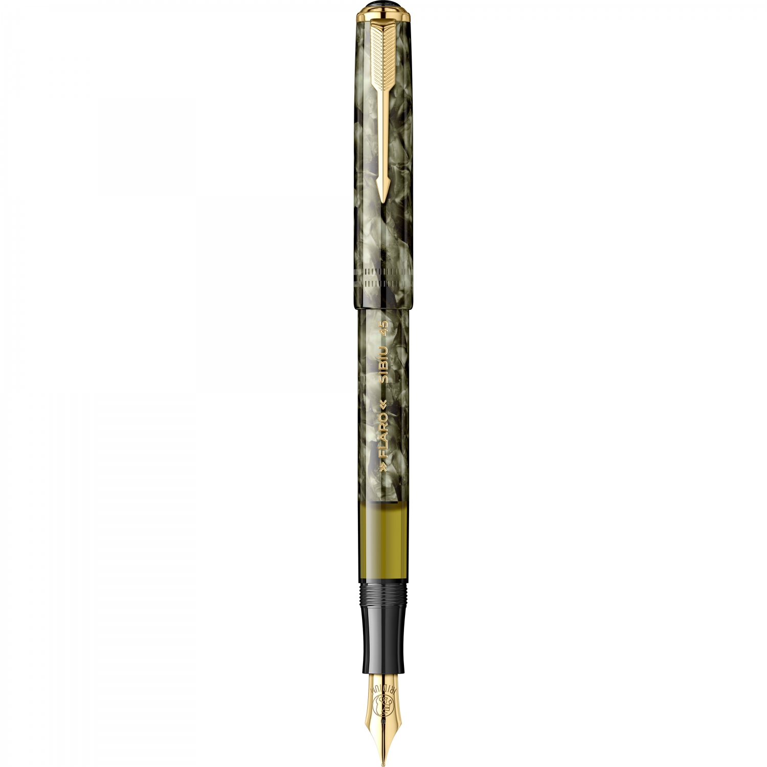 Imagine Produs Stilou Flaro 45 Mosaic Khaki - Gold Trim - Steel Nib GP Bock Ursus