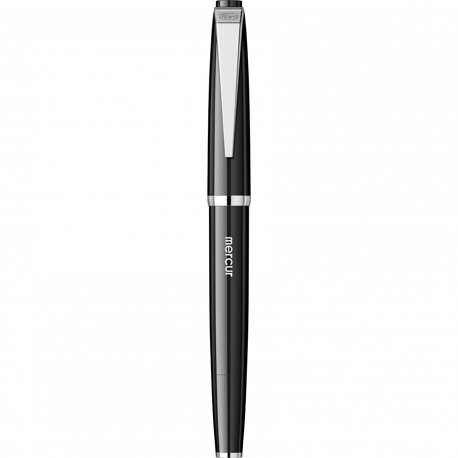 Imagine Produs Stilou Flaro Mercur Black - Modern Font - Chrome Trim - Steel Nib GP Flaro 41 F