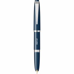 Stilou Flaro Mercur Blue Navy - Modern Font - Chrome Trim - Steel Nib GP Flaro 41 F