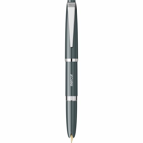 Stilou Flaro Mercur Gray - Modern Font - Chrome Trim - Steel Nib GP Flaro 41 F