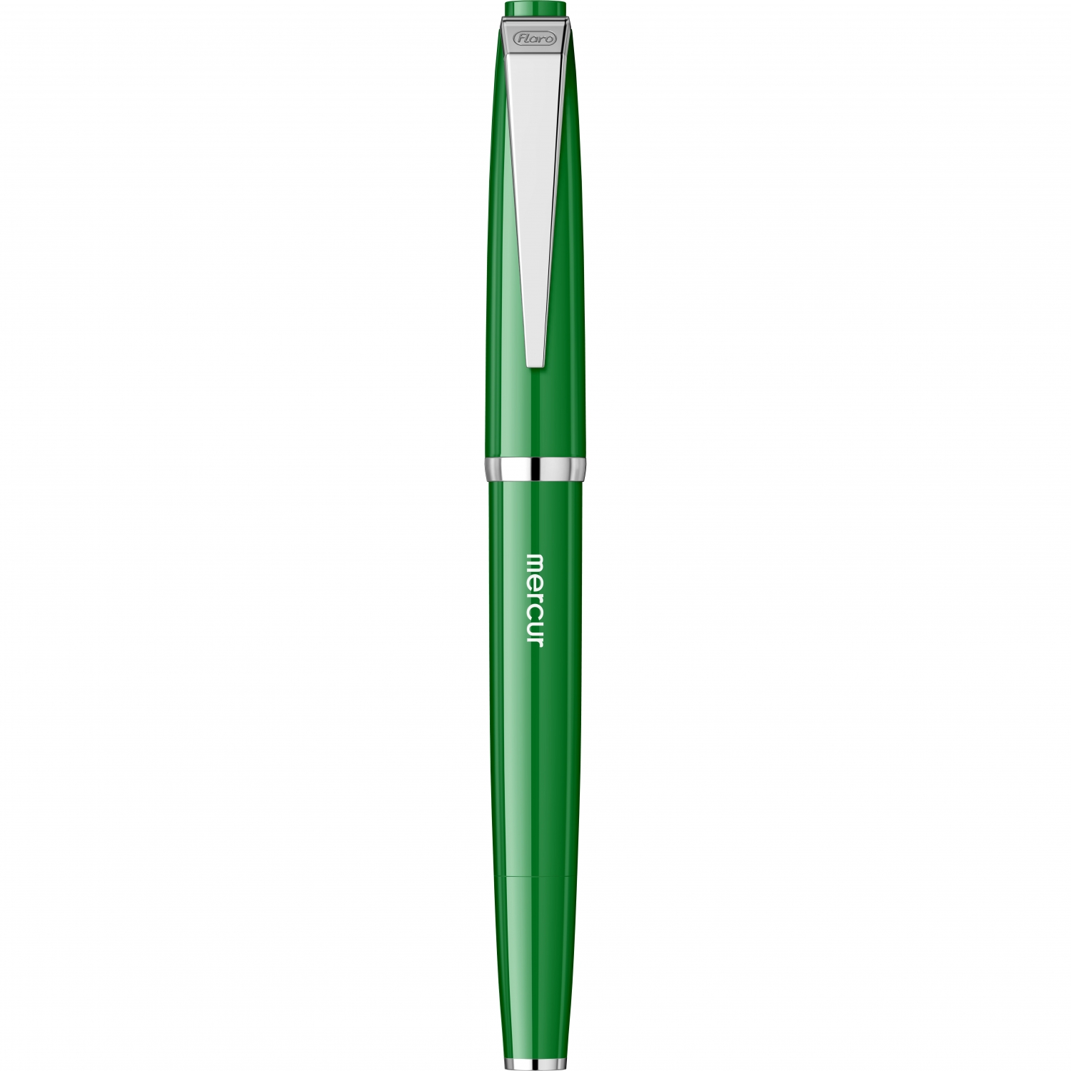 Imagine Produs Stilou Flaro Mercur Green - Modern Font - Chrome Trim - Steel Nib GP Flaro 41 F