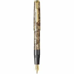 Stilou Flaro 60 Stripe Brown - Gold Trim - Steel Nib GP Bock Ursus