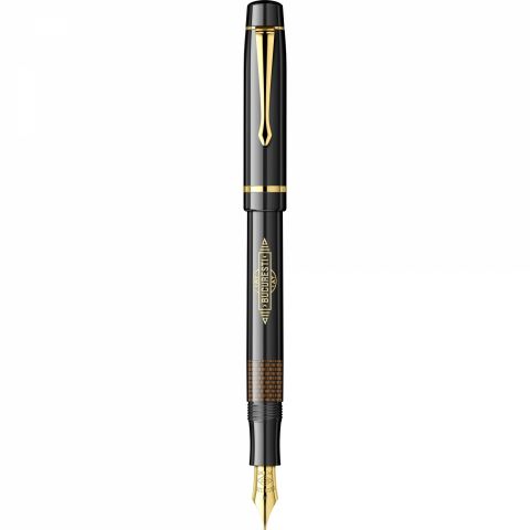 Stilou IAT Bucuresti Slim Black - Gold Trim - Steel Nib GP Degussa