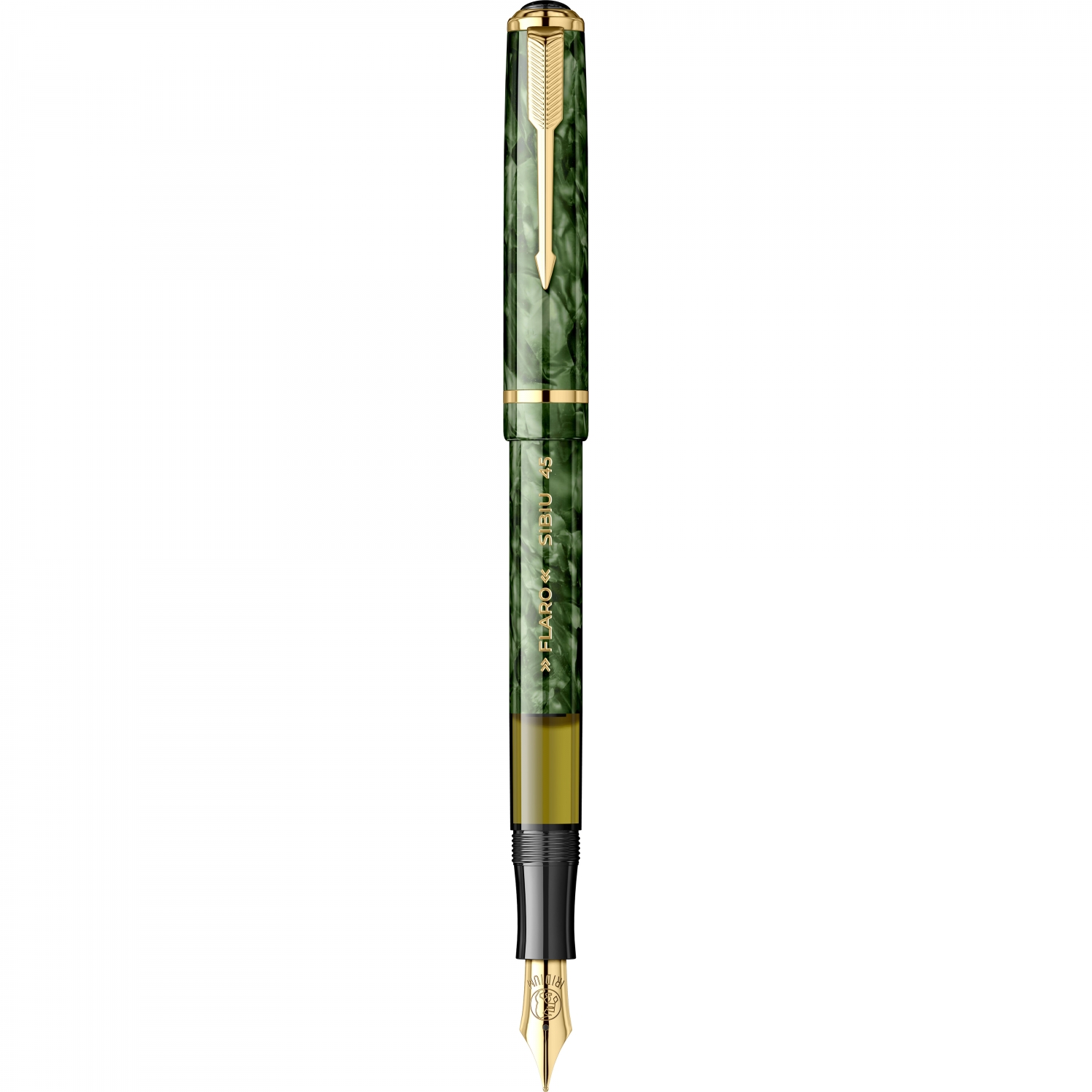 Imagine Produs Stilou Flaro 45 Mosaic Green - Ring Cap - Gold Trim - Steel Nib GP Bock Ursus
