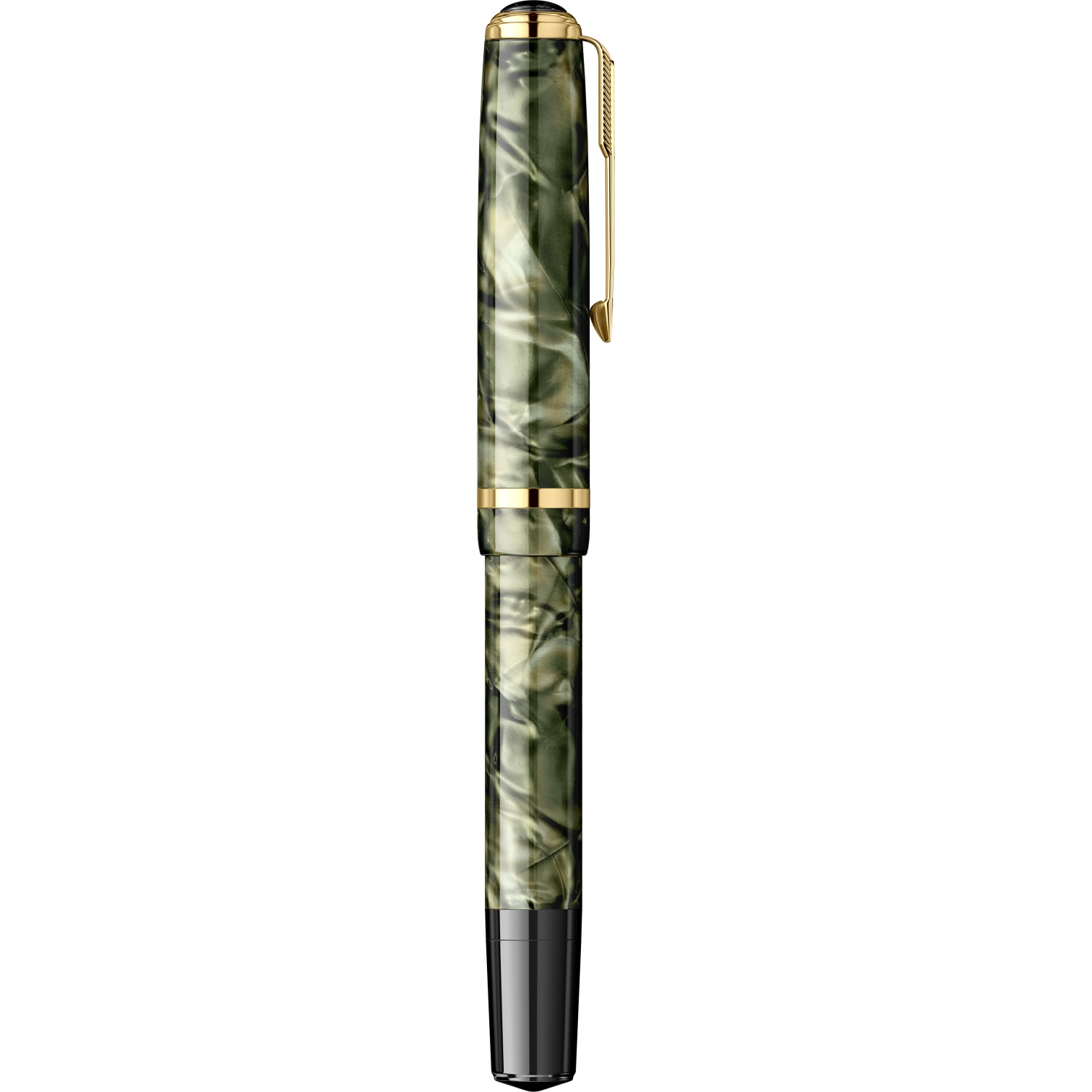 Imagine Produs Stilou Flaro 46 Marble Verigris - Ring Cap - Gold Trim - Steel Nib GP Bock Ursus