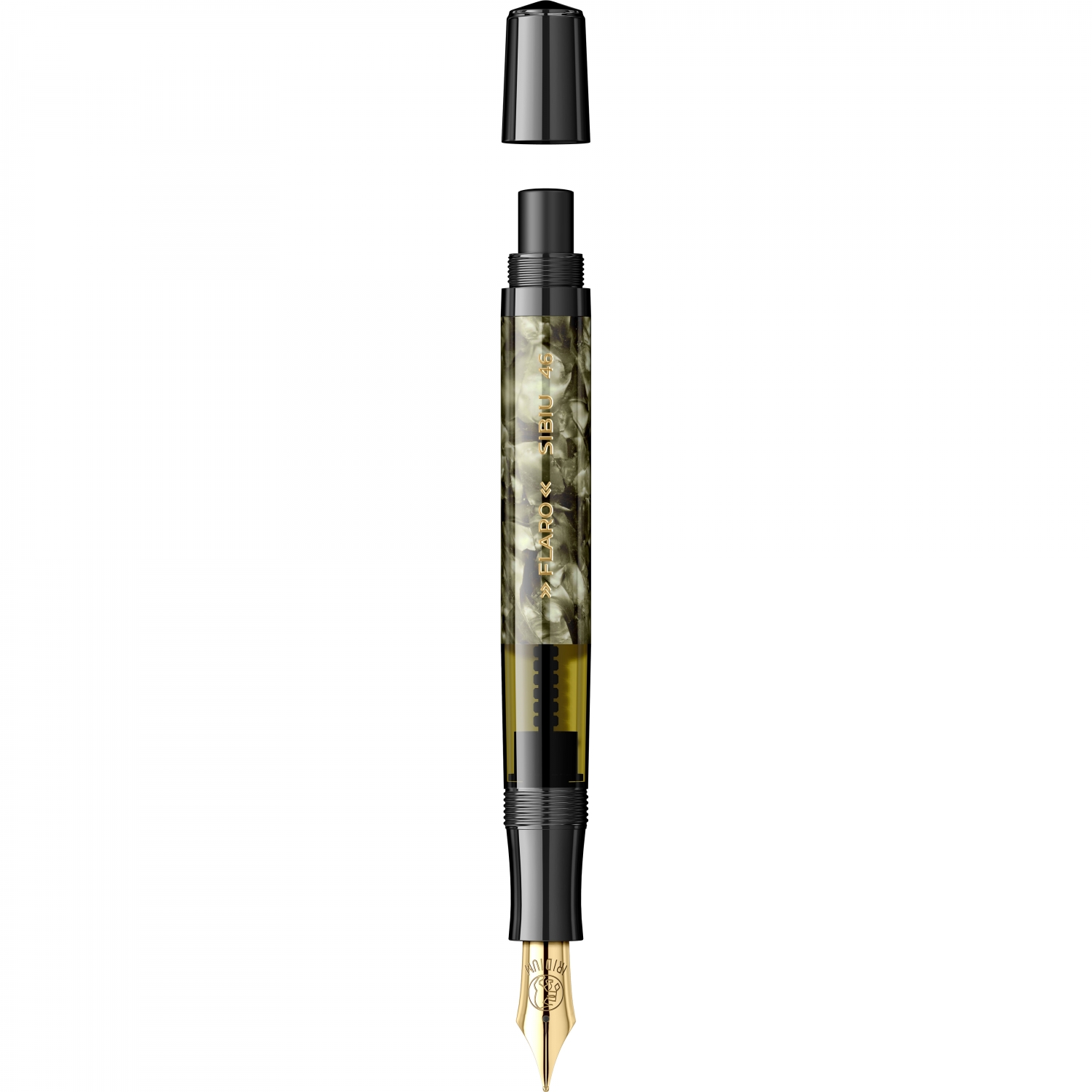 Imagine Produs Stilou Flaro 46 Mosaic Khaki - Gold Trim - Steel Nib GP Bock Ursus