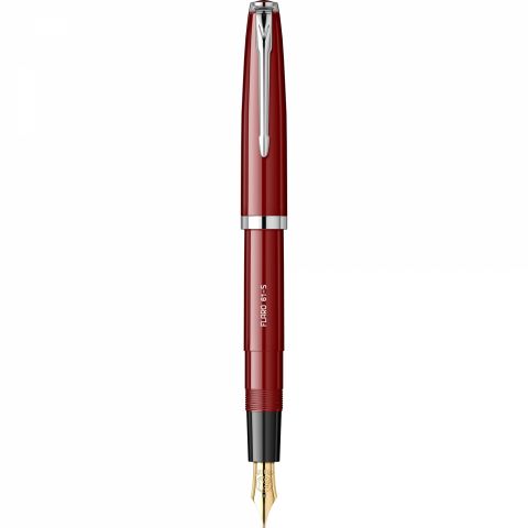 Stilou Flaro 61 S Burgundy - Black Grip - Chrome Trim - Steel Nib GP Bock Ursus