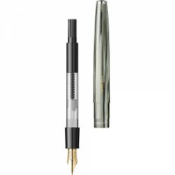 Stilou Flaro 61 C Marble Verdigris - Chrome Trim - Steel Nib GP Bock Ursus