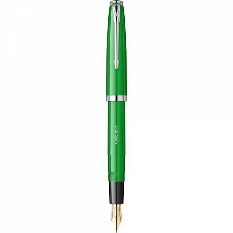 Stilou Flaro 61 S Green - Black Grip - Chrome Trim - Steel Nib GP Bock Ursus