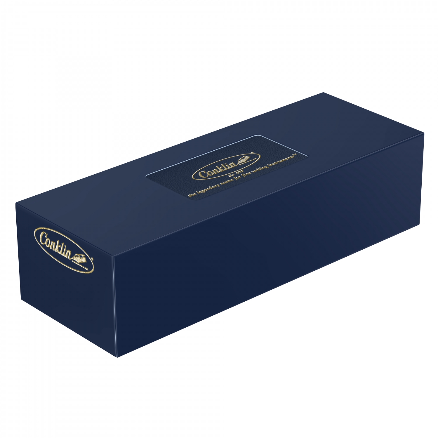 Imagine Produs Stilou Conklin Mark Twain Crescent Filler Vintage Blue - Gold Trim - Steel Nib Jowo