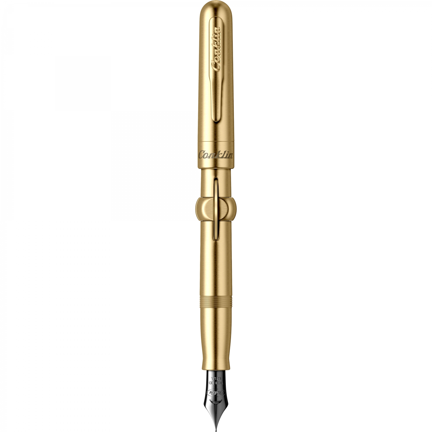 Imagine Produs Stilou Conklin Mark Twain Crescent Filler LE Bras - Gold Trim - Steel Nib Jowo