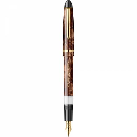 Stilou CMC Carpati Stripe Fine Brown - Gold Trim - Steel Nib GP Degussa