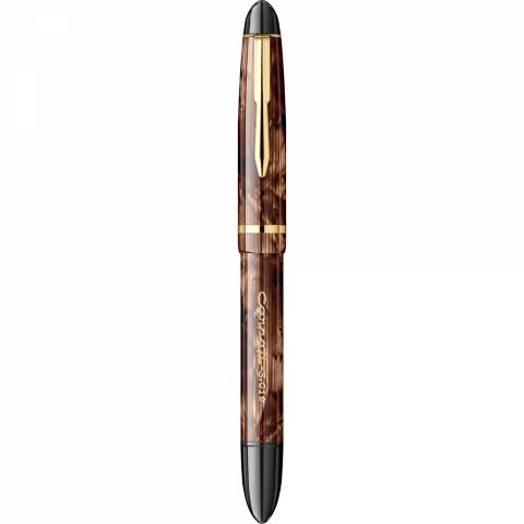 Stilou CMC Carpati Stripe Fine Brown - Gold Trim - Steel Nib GP Degussa