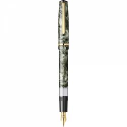 Marble Verdigris - Gold Trim - Steel Nib GP Bock Cap de Bour