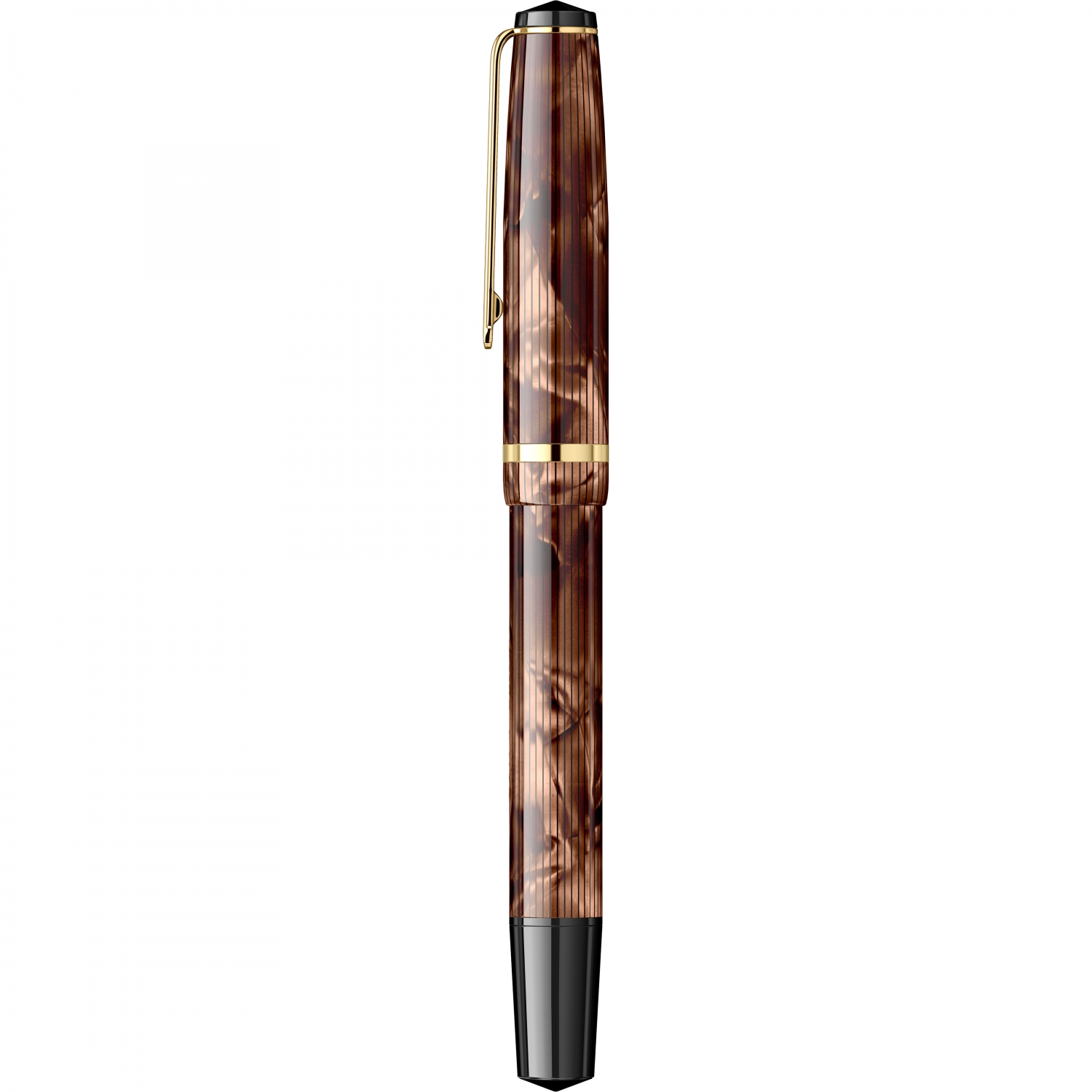 Imagine Produs Stilou CMC Somes Stripe Fine Brown - Gold Trim - Steel Nib GP Bock Cap de Bour