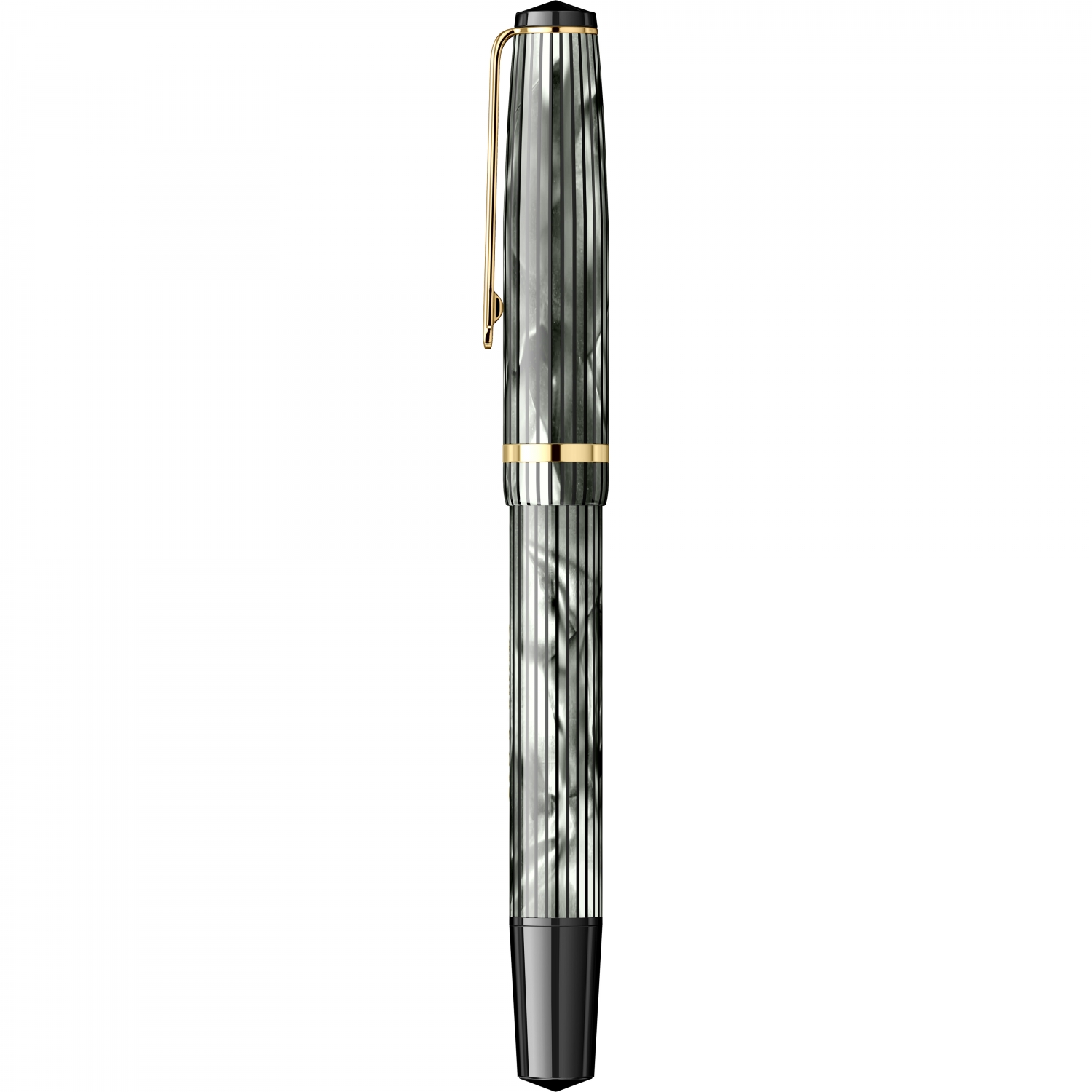 Imagine Produs Stilou CMC Somes Stripe Large Gray - Gold Trim - Steel Nib GP Bock Cap de Bour