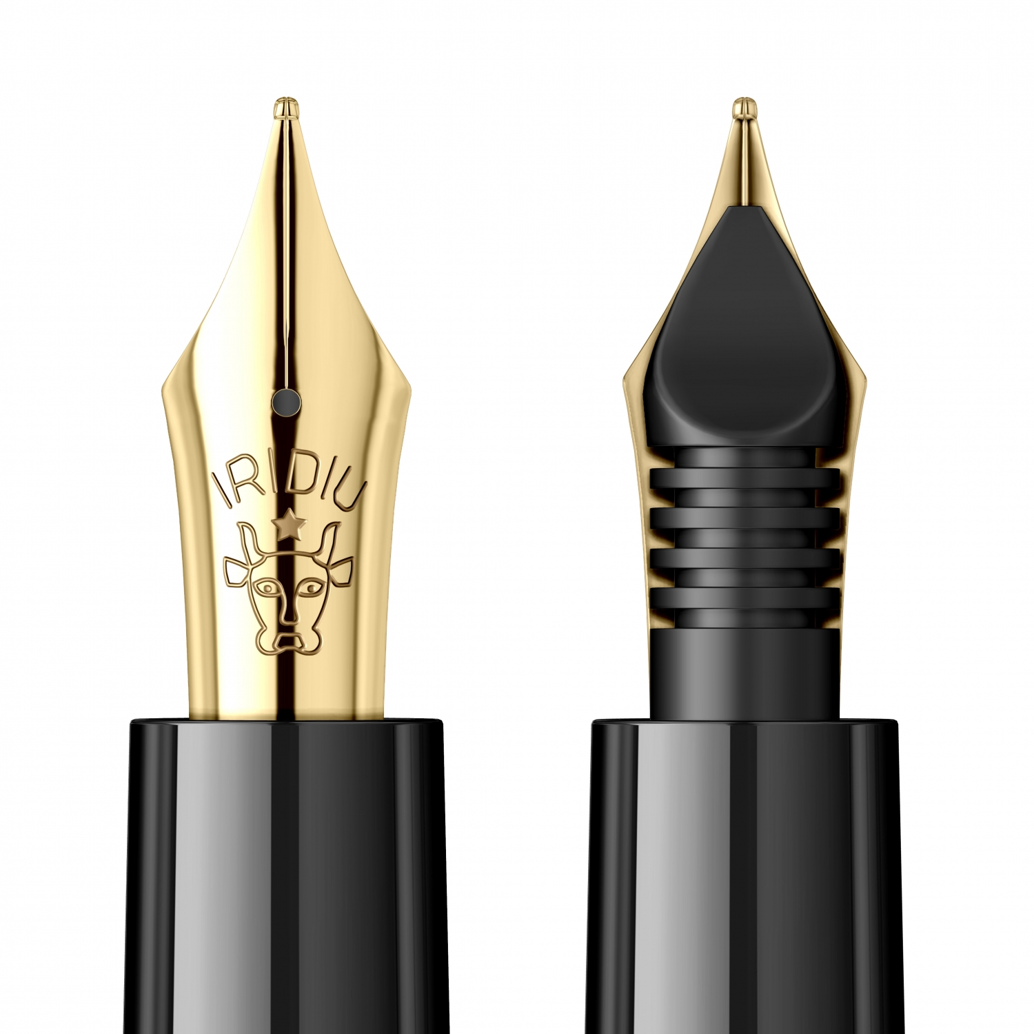 Imagine Produs Stilou CMC Somes Stripe Large Gray - Gold Trim - Steel Nib GP Bock Cap de Bour