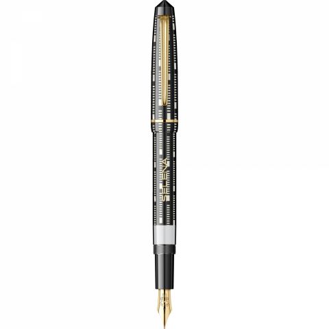 Stilou CMC Selena Geometric Black - Gold Trim - Steel Nib GP Bock Cap de Bour