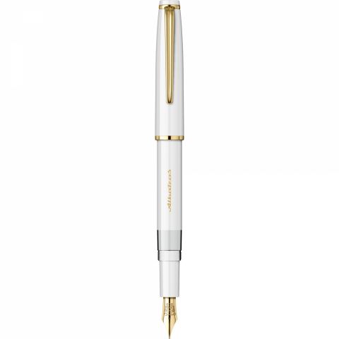 Stilou CMC Albatros White - Gold Trim - Steel Nib GP CMC Iridium Tipped RSR