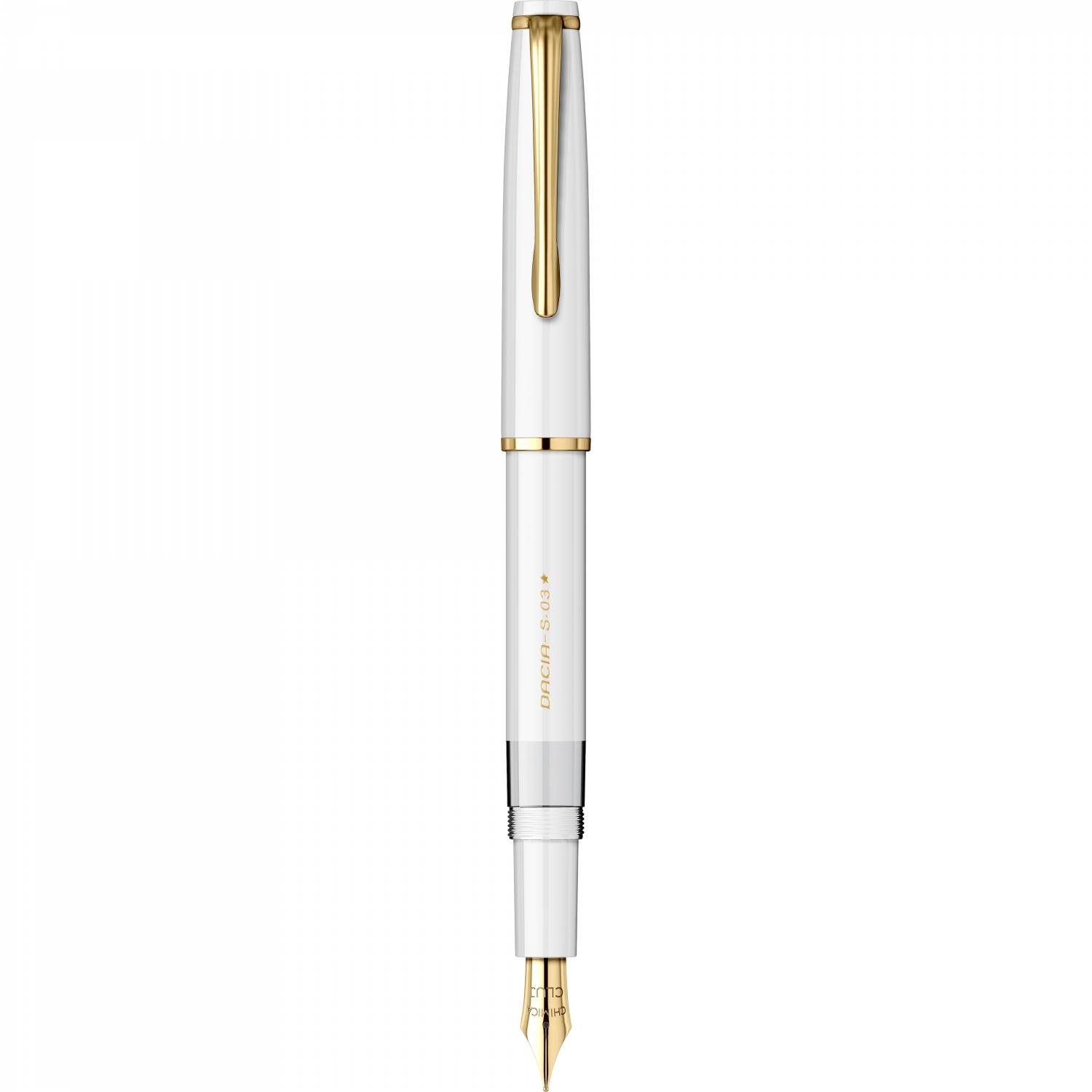 Imagine Produs Stilou CMC Dacia White - Gold Trim - Steel Nib GP CMC