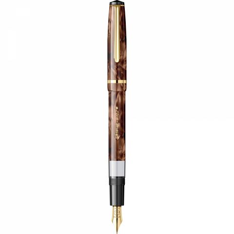 Stilou CMC Somes Stripe Fine Brown - Gold Trim - Steel Nib GP Bock