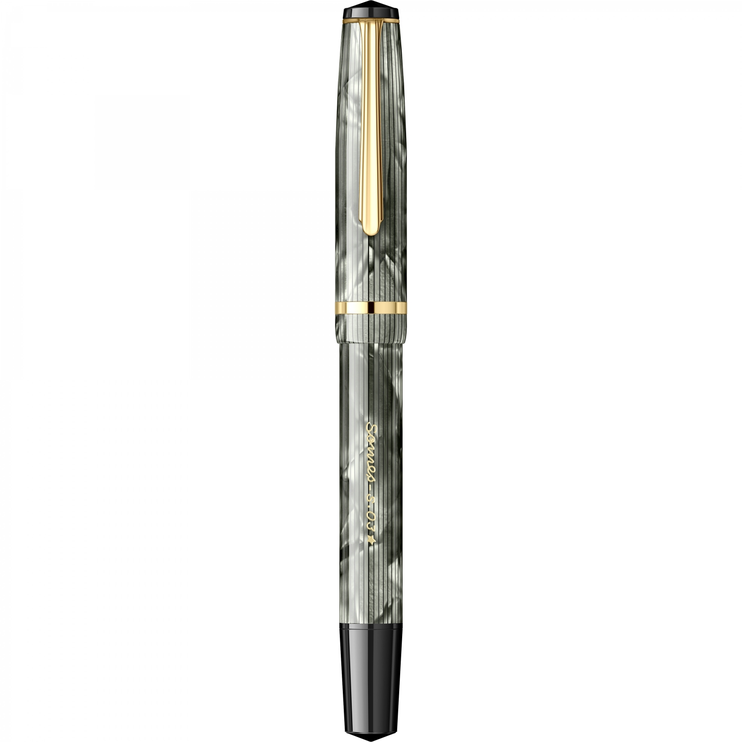 Imagine Produs Stilou CMC Somes Stripe Fine Verdigris - Gold Trim - Steel Nib GP Bock