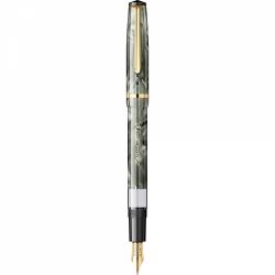 Stripe Fine Verdigris - Gold Trim - Steel Nib GP Bock