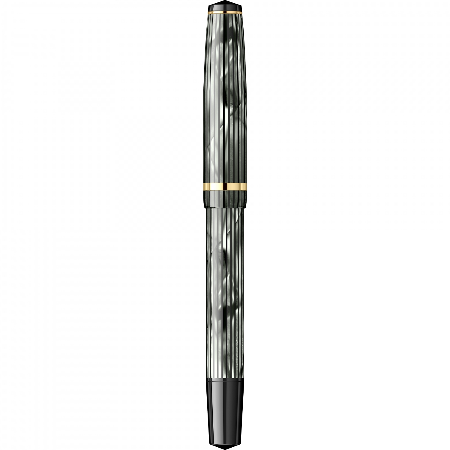 Imagine Produs Stilou CMC Somes Stripe Large Gray - Gold Trim - Steel Nib GP Bock