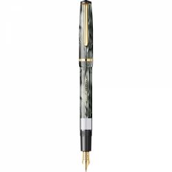 Stilou CMC Somes Stripe Large Gray - Gold Trim - Steel Nib GP Bock