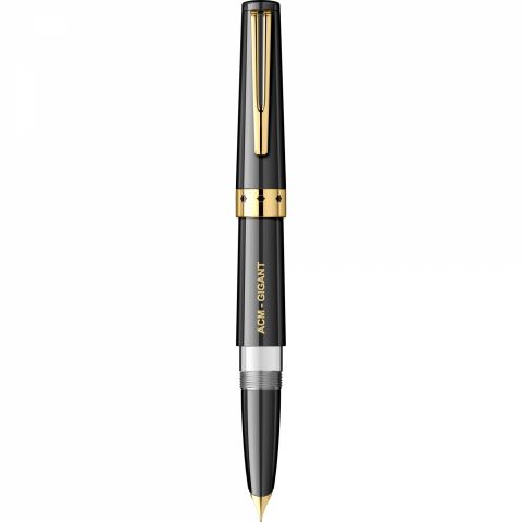 Stilou ACM Gigant Black - Gold Trim - Steel Nib GP Iridium