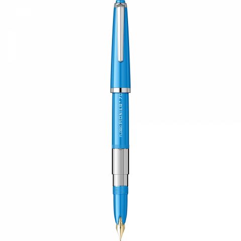 Stilou Flaro Pionier 70 Blue Cyan - Chrome Trim - Steel Nib GP Flaro 41 F