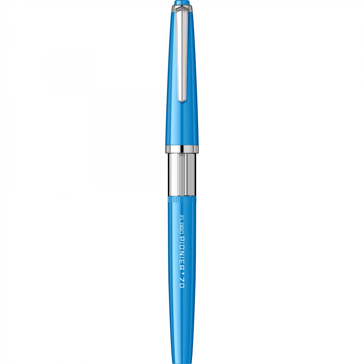 Imagine Produs Stilou Flaro Pionier 70 Blue Cyan - Chrome Trim - Steel Nib GP Flaro 41 F