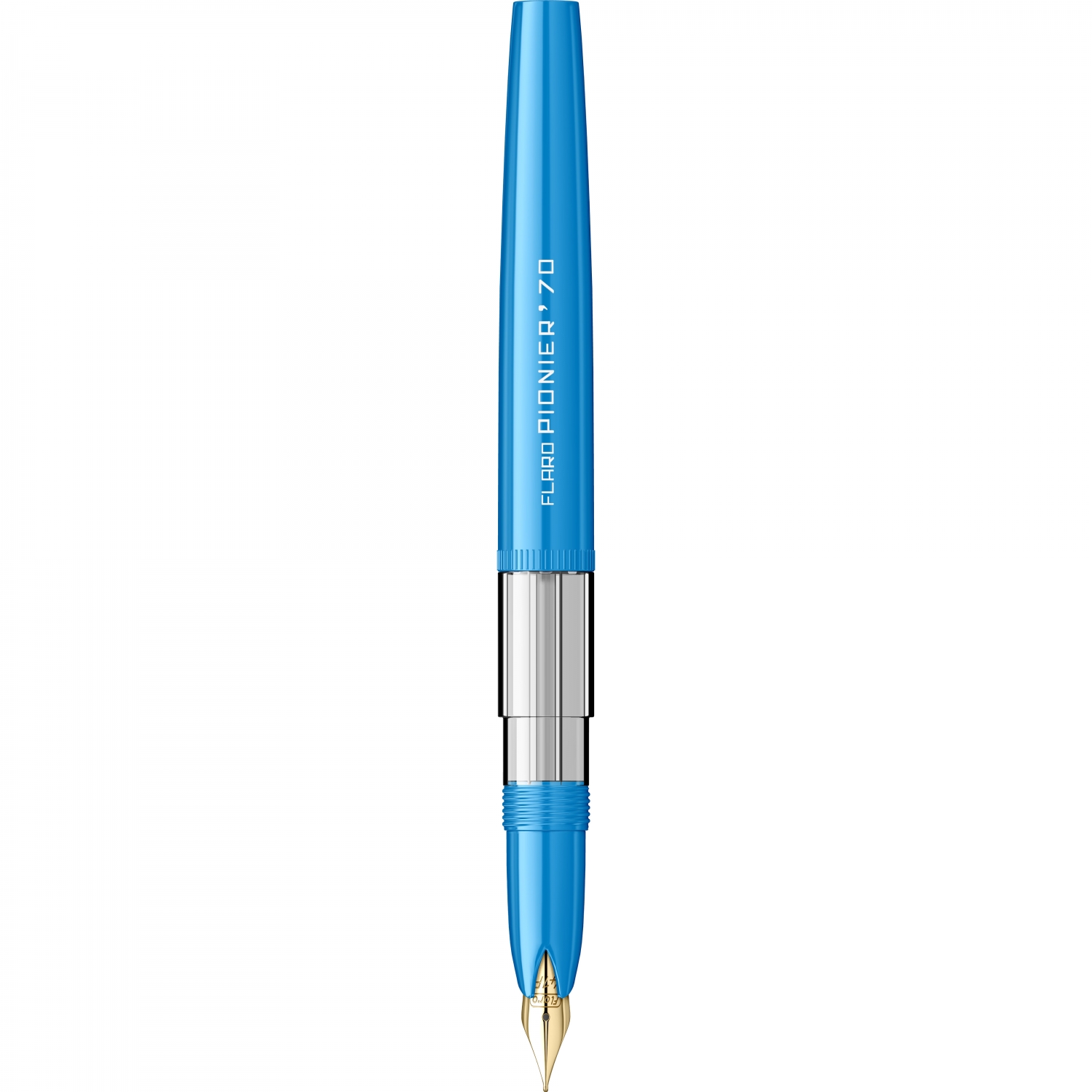 Imagine Produs Stilou Flaro Pionier 70 Blue Cyan - Chrome Trim - Steel Nib GP Flaro 41 F