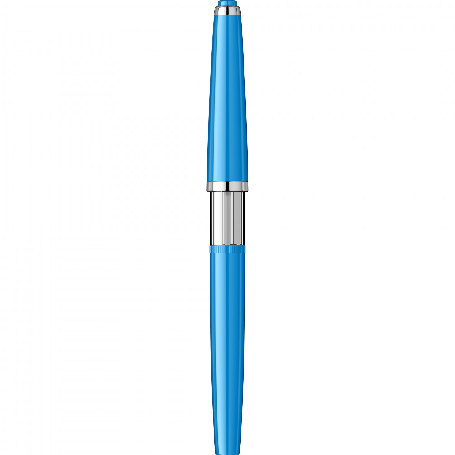 Imagine Produs Stilou Flaro Pionier 70 Blue Cyan - Chrome Trim - Steel Nib GP Flaro 41 F