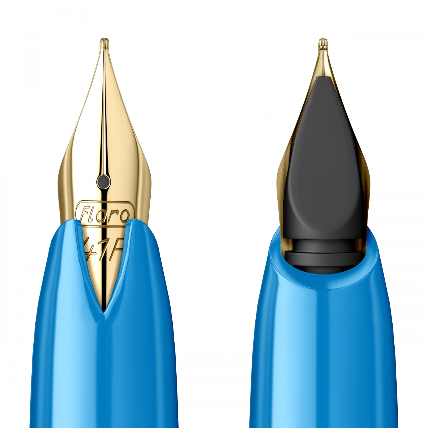 Imagine Produs Stilou Flaro Pionier 70 Blue Cyan - Chrome Trim - Steel Nib GP Flaro 41 F