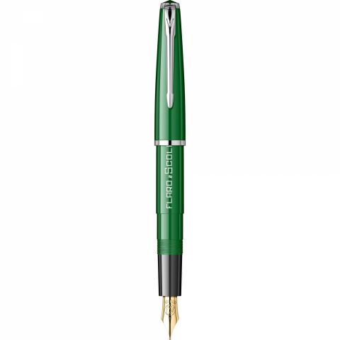Stilou Flaro Scolar Green - Black Grip - Chrome Trim - Steel Nib GP Bock Ursus