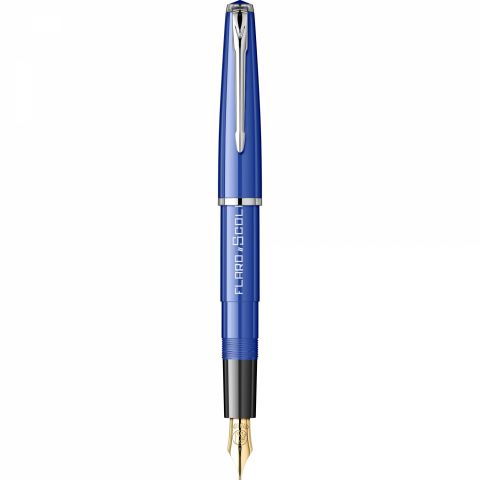Stilou Flaro Scolar Blue - Black Grip - Chrome Trim - Steel Nib GP Bock Ursus