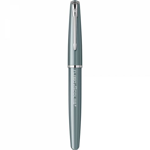 Stilou Flaro Scolar Gray - Black Grip - Chrome Trim - Steel Nib GP Bock Ursus